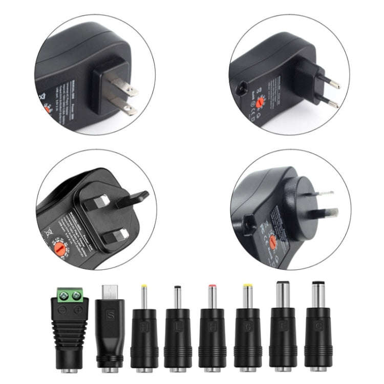 30W USB Interface Adjustable Power Adapter With Power Monitoring LED Light, US Plug, EU Plug, UK ...