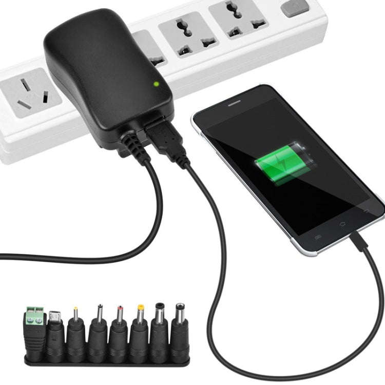 30W USB Interface Adjustable Power Adapter With Power Monitoring LED Light, US Plug, EU Plug, UK ...