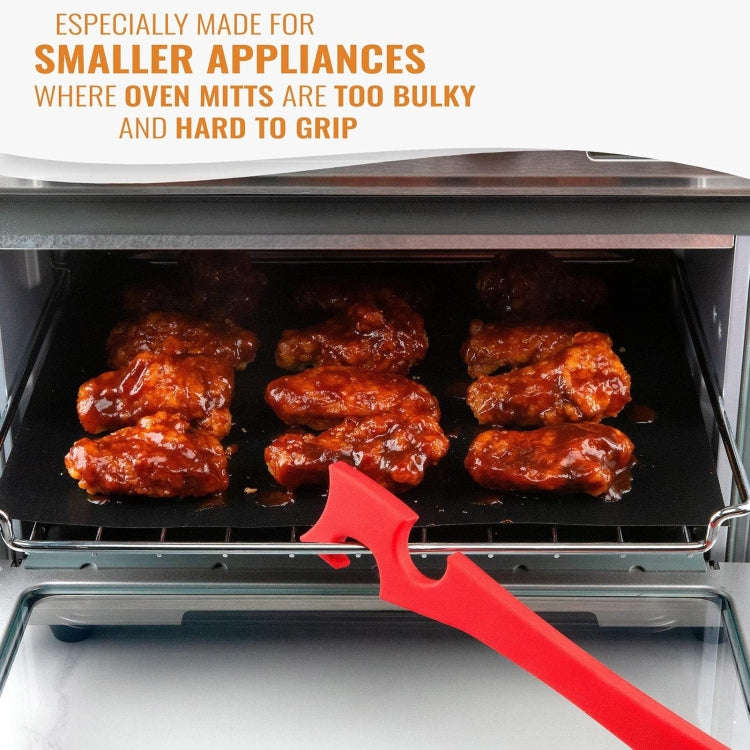 Kitchen Silicone Oven Rack Air Fryer Push Pull Tool with Longer Handle, Small 20 x 2.8cm, Large 2...