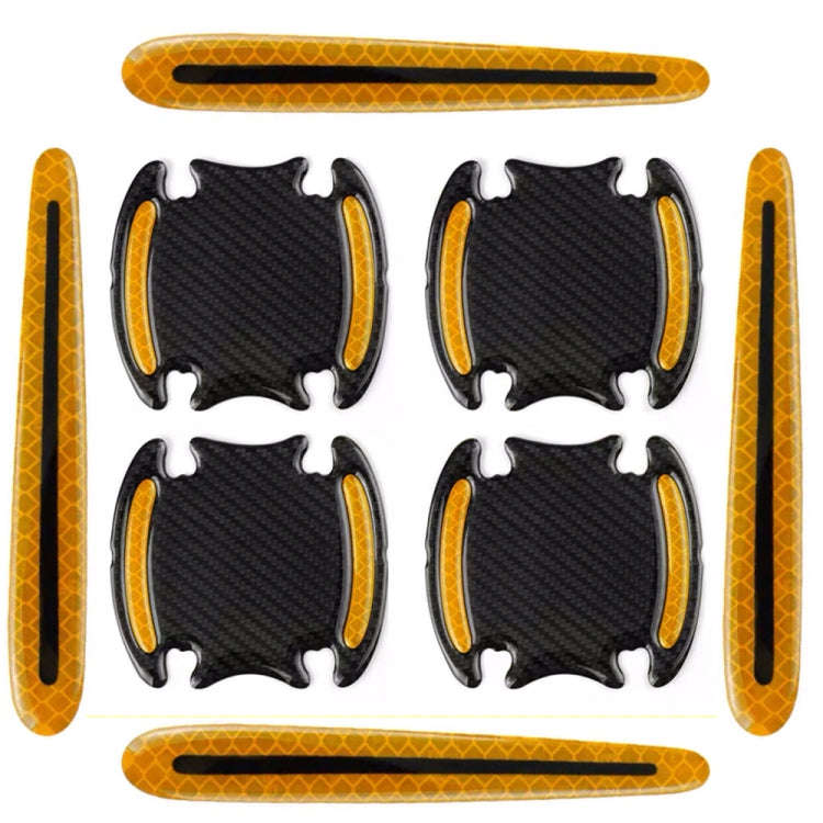 8pcs/set Car Door Handle Rearview Mirror Safety Warning Protective Reflective Sticker, Red, Yello...