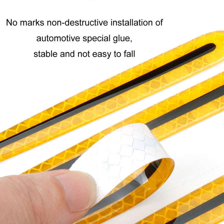 8pcs/set Car Door Handle Rearview Mirror Safety Warning Protective Reflective Sticker, Red, Yello...