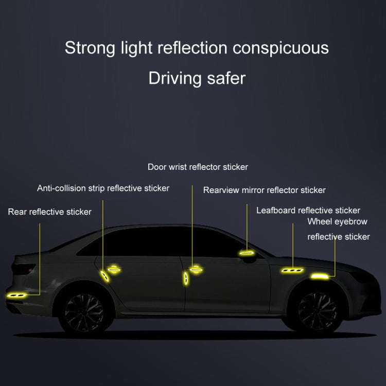 8pcs/set Car Door Handle Rearview Mirror Safety Warning Protective Reflective Sticker, Red, Yello...