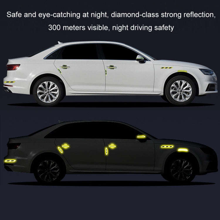 8pcs/set Car Door Handle Rearview Mirror Safety Warning Protective Reflective Sticker, Red, Yello...