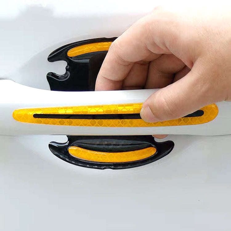 8pcs/set Car Door Handle Rearview Mirror Safety Warning Protective Reflective Sticker, Red, Yello...