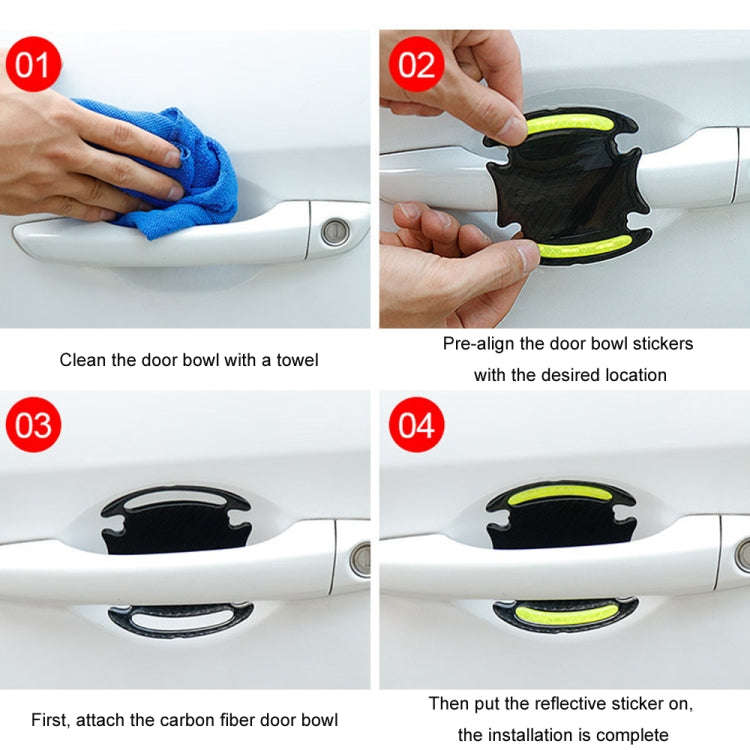 8pcs/set Car Door Handle Rearview Mirror Safety Warning Protective Reflective Sticker, Red, Yello...