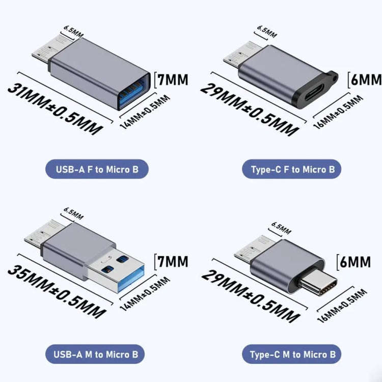 Micro B Male Adapter USB Link HDD Enclosure Interface Converter, USB Female Transfer, Type-C Fema...