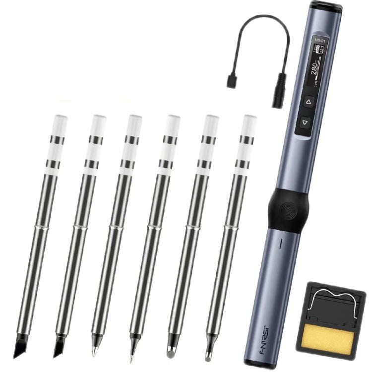 FNIRSI 4pcs/ Set Mini Soldering Station Digital Display Constant Temperature Smart Soldering Iron...