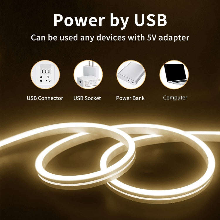 2m 5V LED Light Strip USB Flexible Neon Silicone Soft Strips Set, USB (Pink), USB (Warm Color), U...