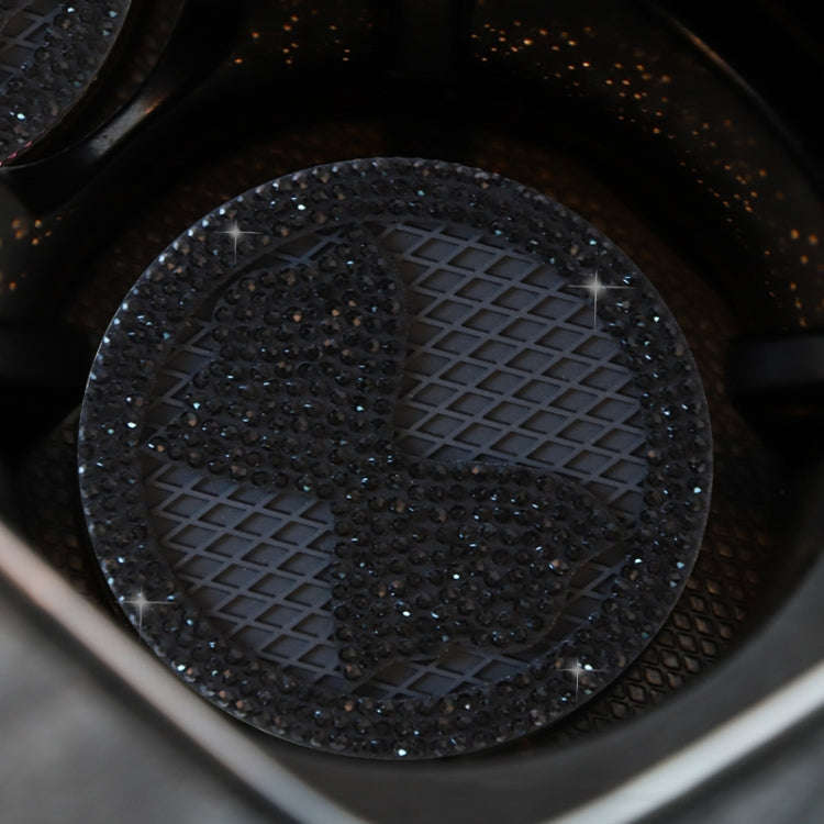 Car Multifunctional Anti-slip Coaster with Diamond Bow Crystal