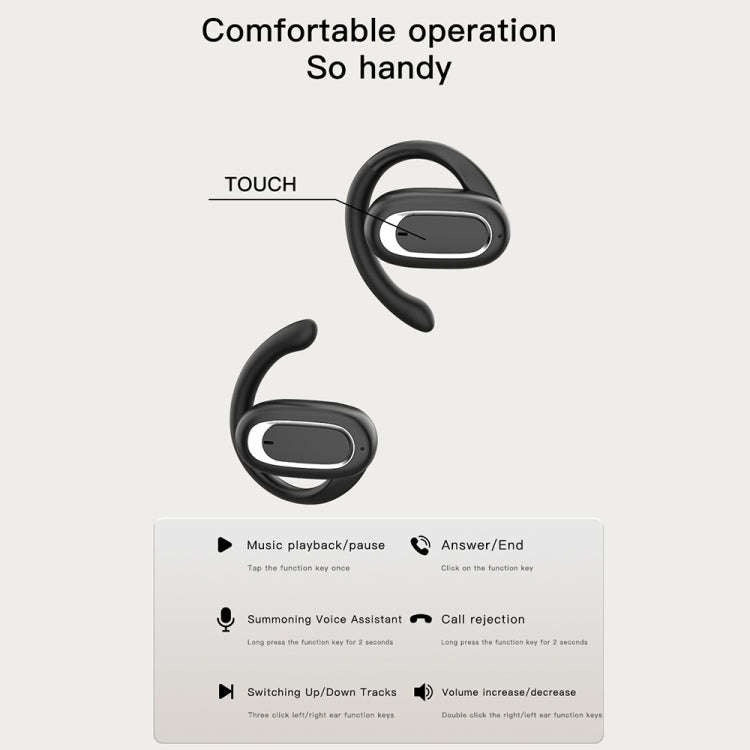 T35 OWS Adjustable Ear-Hook Call Noise Reduction Wireless Bluetooth 5.3 Earphones, Black, White, ...
