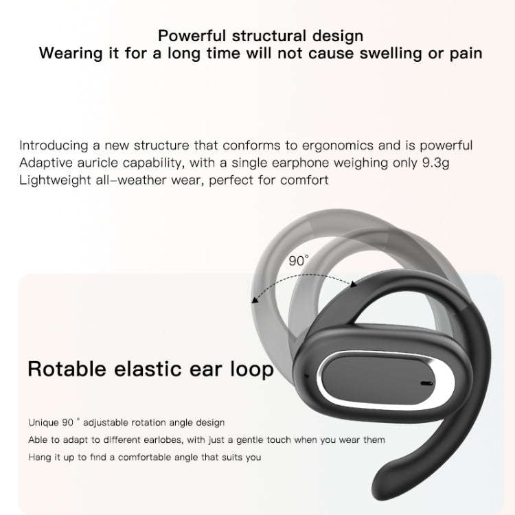 T35 OWS Adjustable Ear-Hook Call Noise Reduction Wireless Bluetooth 5.3 Earphones, Black, White, ...