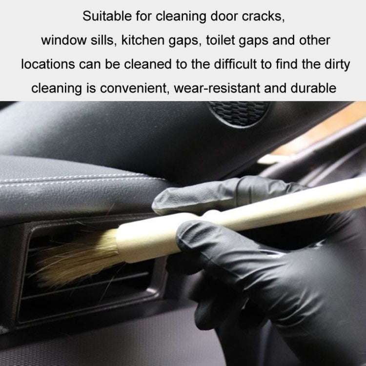 Car Interior Round Wooden Handle Air Vent Cleaning Brush, Wood Color