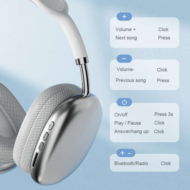 P9 Pro Max HiFi Sound Effect Noise Reduction Wireless Bluetooth Headset, P9 Pro Max (White), P9 P...