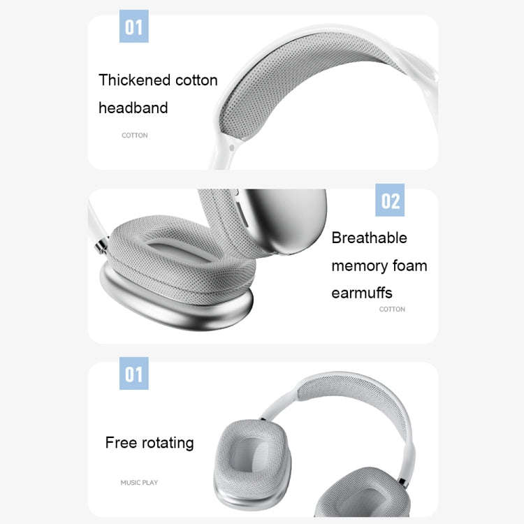 P9 Pro Max HiFi Sound Effect Noise Reduction Wireless Bluetooth Headset, P9 Pro Max (White), P9 P...