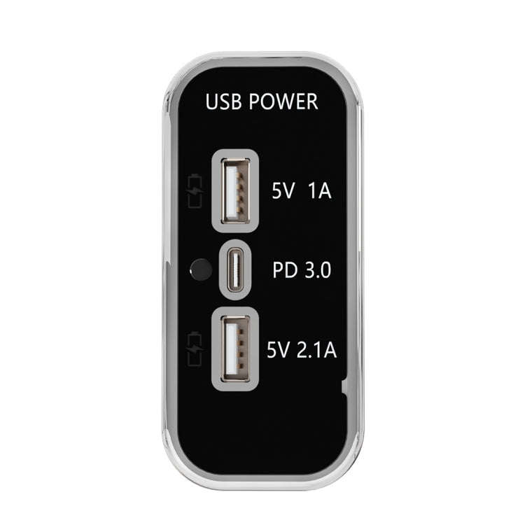12/24V USB+Type-C Car, RV, Boat Mobile Phone Charger Modification, Silver 2.1A+1A+PD3.0