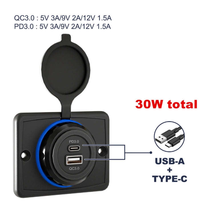 Car Ship Modified Waterproof USB Socket Charger, UCC-350 QC+PD Fast Charge 30W, UCC-350 AC3.1A To...