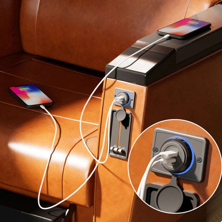 Car Ship Modified Waterproof USB Socket Charger, UCC-350 QC+PD Fast Charge 30W, UCC-350 AC3.1A To...