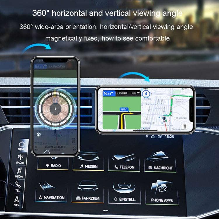 For iPhone Magsafe Magnetic Car Wireless Charger Phone Holder Light Emitting Wireless Charger, Ic...
