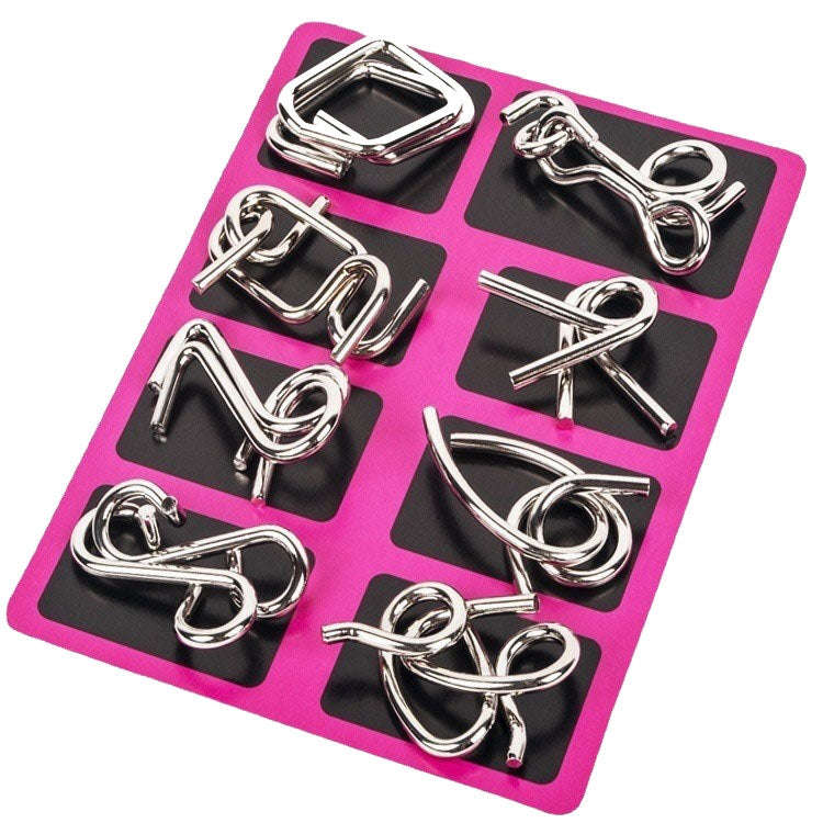 8pcs /Set Intelligence Unlocking Kids Puzzle Nine Links Toys, A Model Yellow, B Model Blue, C Mod...