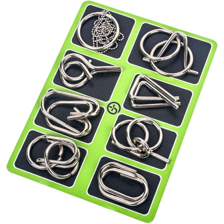 8pcs /Set Intelligence Unlocking Kids Puzzle Nine Links Toys, A Model Yellow, B Model Blue, C Mod...