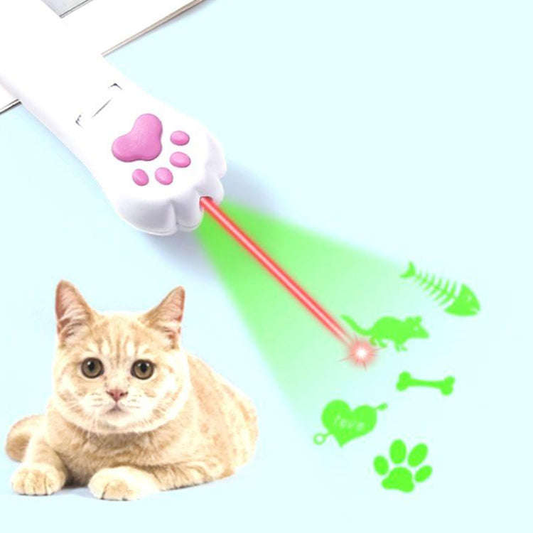 Pet Projection Toy USB Rechargeable LED Pattern Projector Cat Teaser Interactive Toys, A Type-Red...