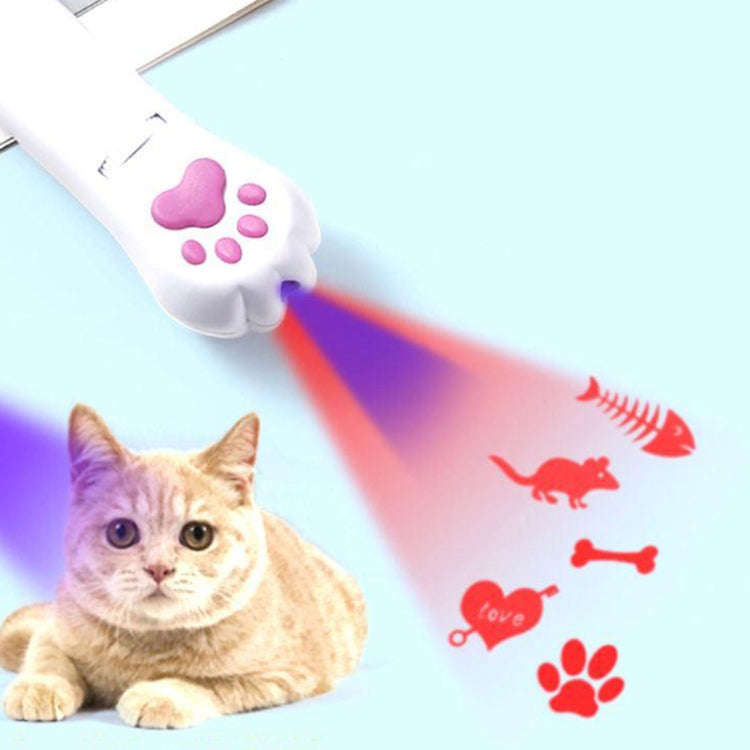 Pet Projection Toy USB Rechargeable LED Pattern Projector Cat Teaser Interactive Toys, A Type-Red...