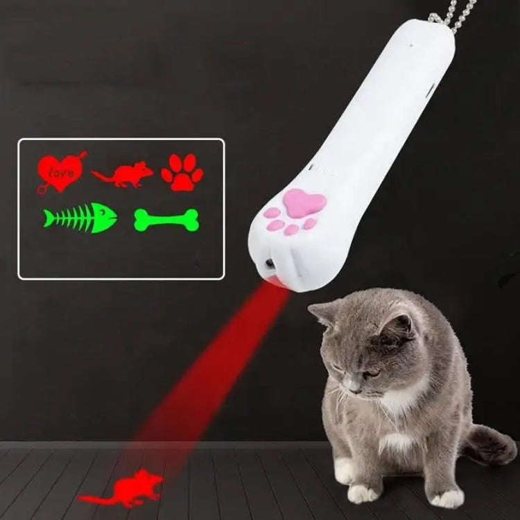 Pet Projection Toy USB Rechargeable LED Pattern Projector Cat Teaser Interactive Toys, A Type-Red...