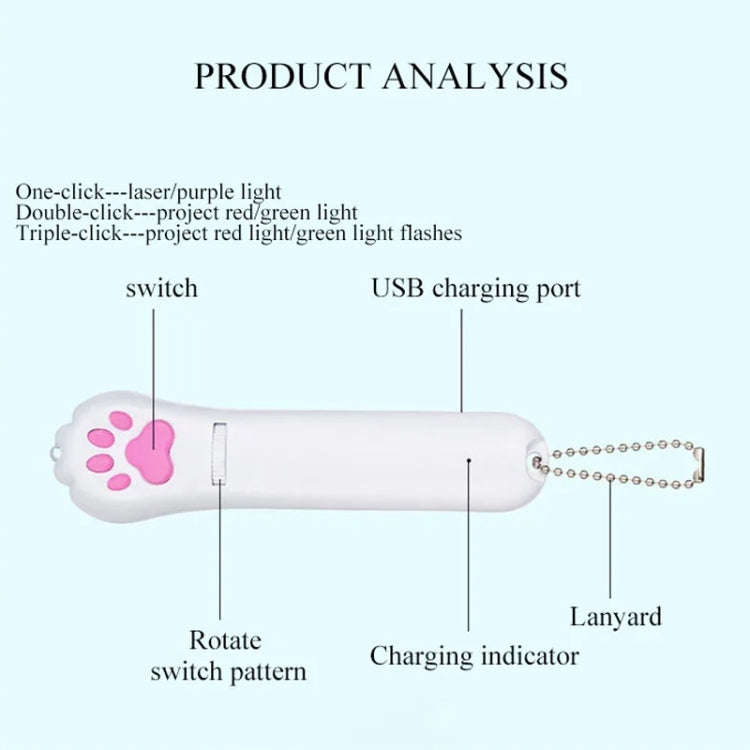 Pet Projection Toy USB Rechargeable LED Pattern Projector Cat Teaser Interactive Toys, A Type-Red...