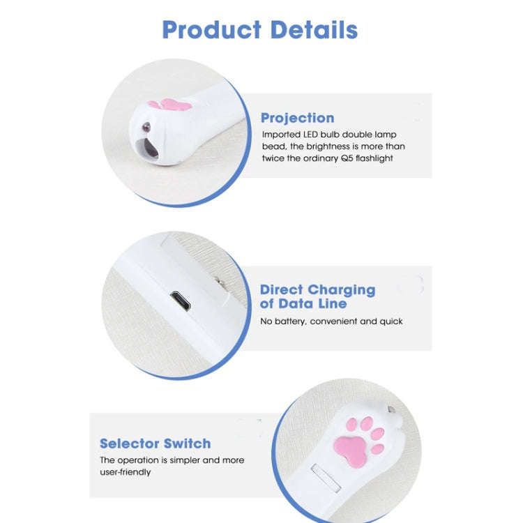 Pet Projection Toy USB Rechargeable LED Pattern Projector Cat Teaser Interactive Toys, A Type-Red...