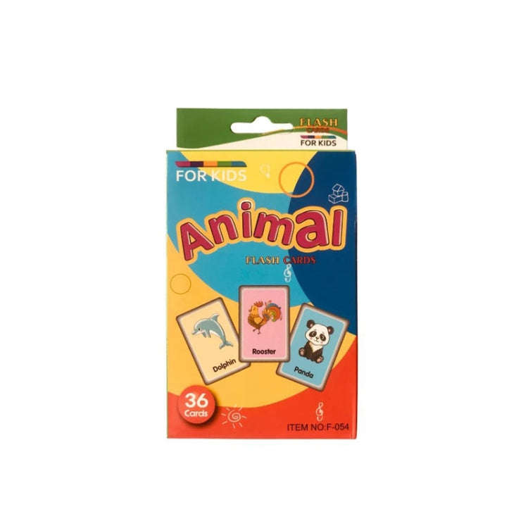 36pcs /Box Children Enlightenment Early Learning English Word Cards, C1 Animal, C2 Shape, C3 Colo...