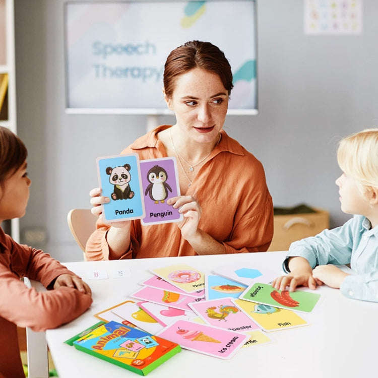 36pcs /Box Children Enlightenment Early Learning English Word Cards, C1 Animal, C2 Shape, C3 Colo...
