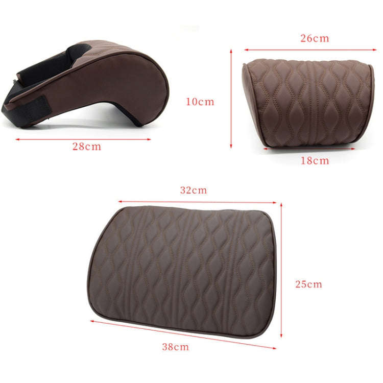 Car Seat Memory Foam Support Cushion, Black Headrest, Coffee Headrest, Black Waist Support, Coffe...