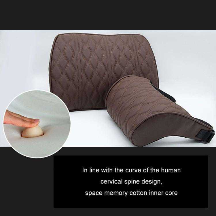 Car Seat Memory Foam Support Cushion, Black Headrest, Coffee Headrest, Black Waist Support, Coffe...