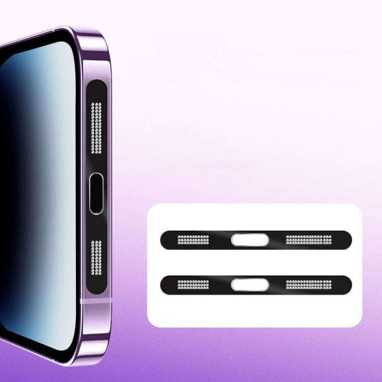 2pcs /Set For IPhone 12 / 13 / 14 / 15 Series Speaker Plating Metal Dust-Proof Mesh Charging Port...