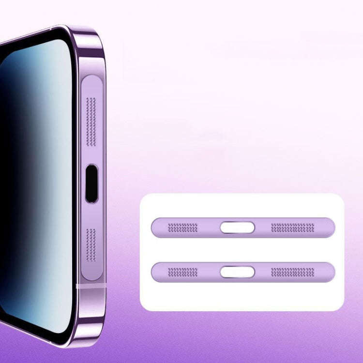 2pcs /Set For IPhone 12 / 13 / 14 / 15 Series Speaker Plating Metal Dust-Proof Mesh Charging Port...