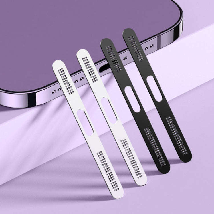 2pcs /Set For IPhone 12 / 13 / 14 / 15 Series Speaker Plating Metal Dust-Proof Mesh Charging Port...