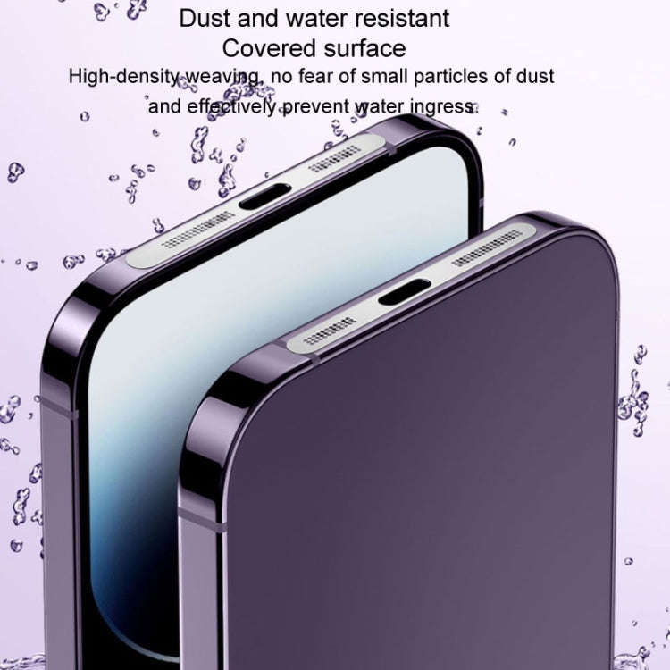 2pcs /Set For IPhone 12 / 13 / 14 / 15 Series Speaker Plating Metal Dust-Proof Mesh Charging Port...