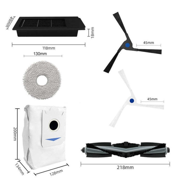 For Ecovacs X2 / X2 Pro Vacuum Cleaner Accessories, Roller Brush, Side Brush White, Side Brush Bl...