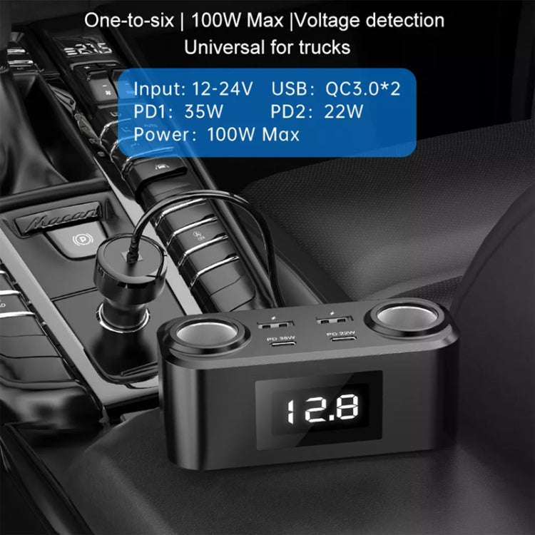 One To Four PD+QC Car Cigarette Lighter Multi-Port Mobile Phone Charger, Q5