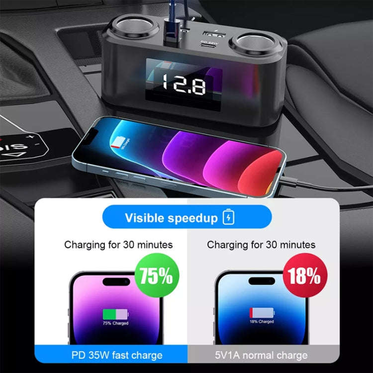 One To Four PD+QC Car Cigarette Lighter Multi-Port Mobile Phone Charger, Q5