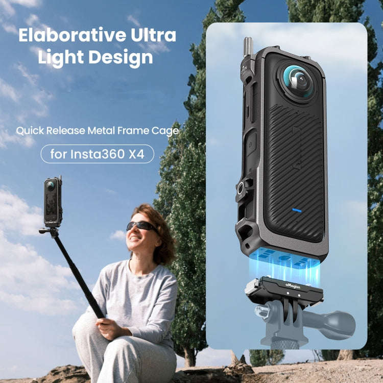 For Insta360 X4 aMagisn Metal Protective Housing Frame Quick Release Version, Quick Release Version