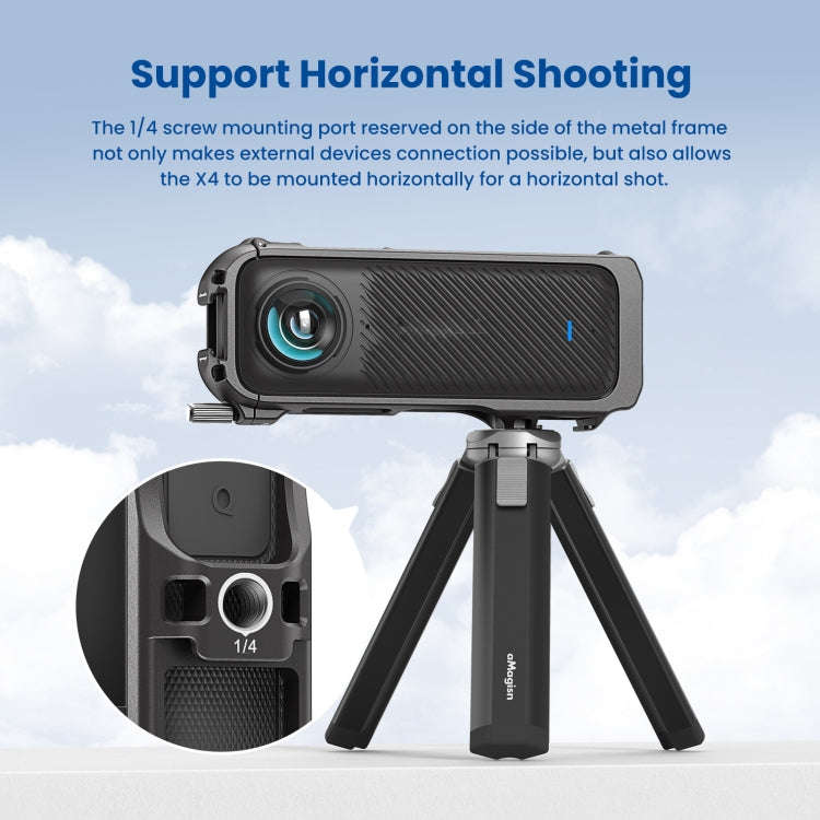For Insta360 X4 aMagisn Metal Protective Housing Frame Quick Release Version, Quick Release Version