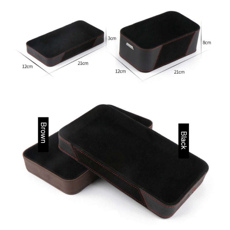 Car Multifunctional Dashboard Armrest Box Water Cup Storage Box, Large Brown, Small Black