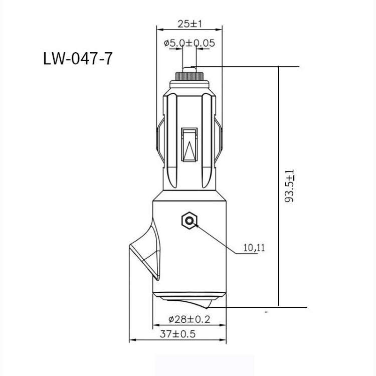 15A Car LED Indicator Light With Switch Cigarette Lighter Plug, LW-047-7