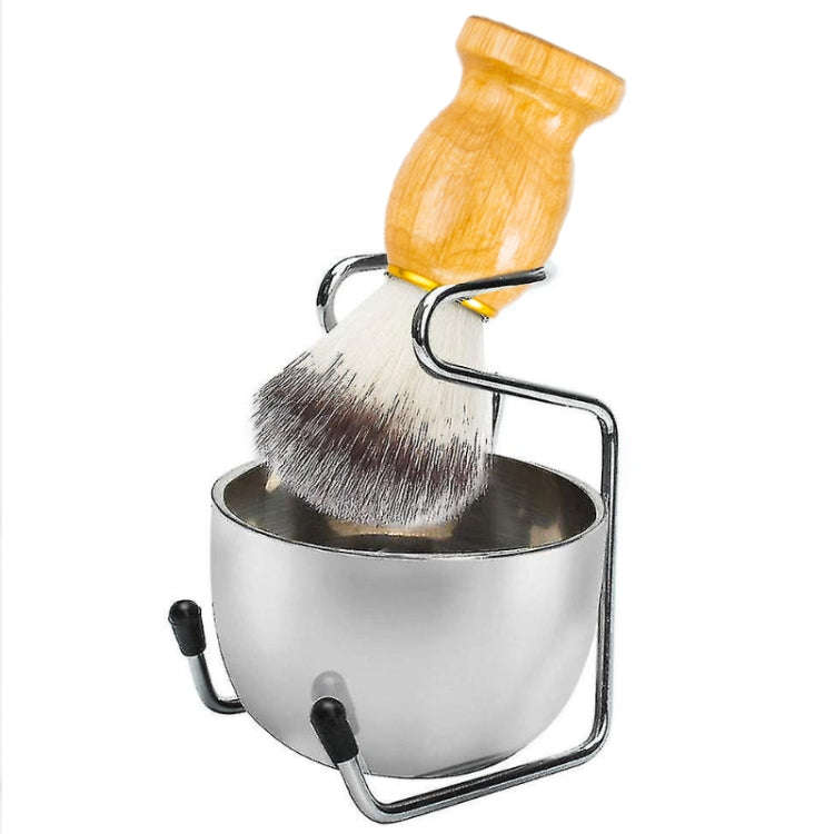 3pcs /Set Men Foam Manual Wooden Handle Beard Brush Set, Nylon Wool Black, Nylon Wool Silver, Bad...