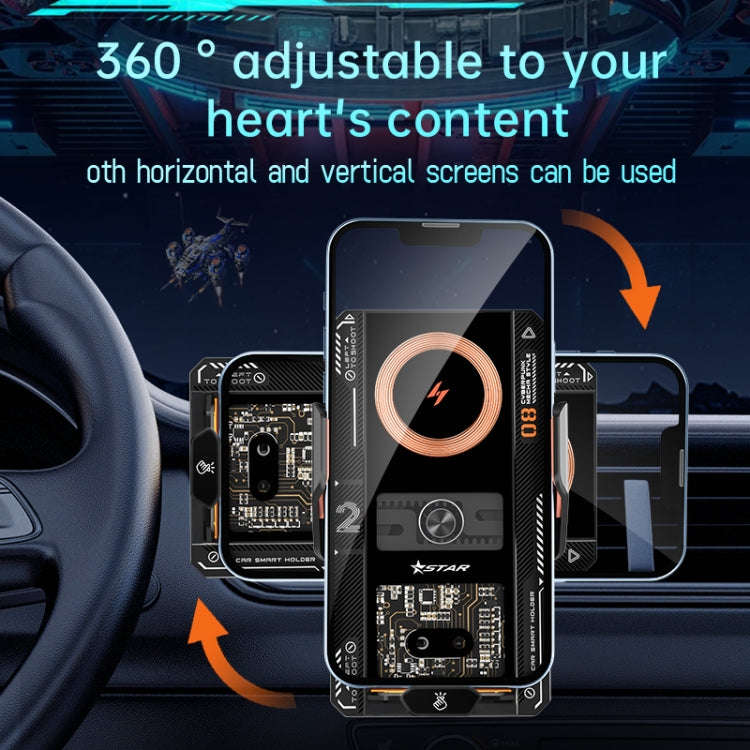 15W QI Protocol Wireless Car Charger Smart Induction Phone Holder, Black, Silver