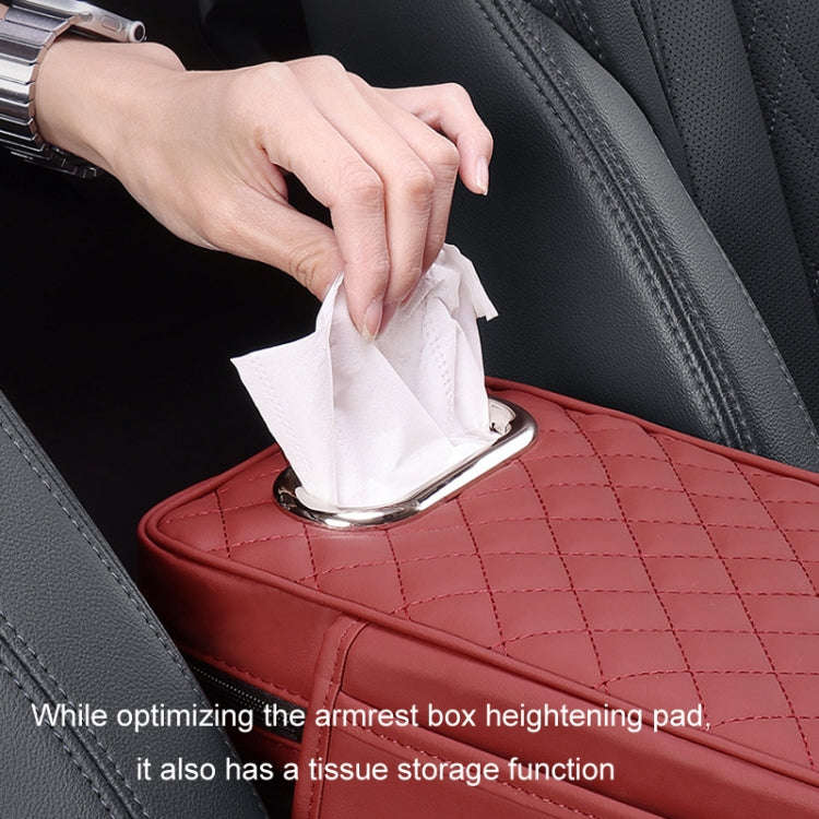 Car Armrest Box Booster Pad Widened Interior Tissue Box, Black, Volcanic Red, Mocha Brown, Beige,...