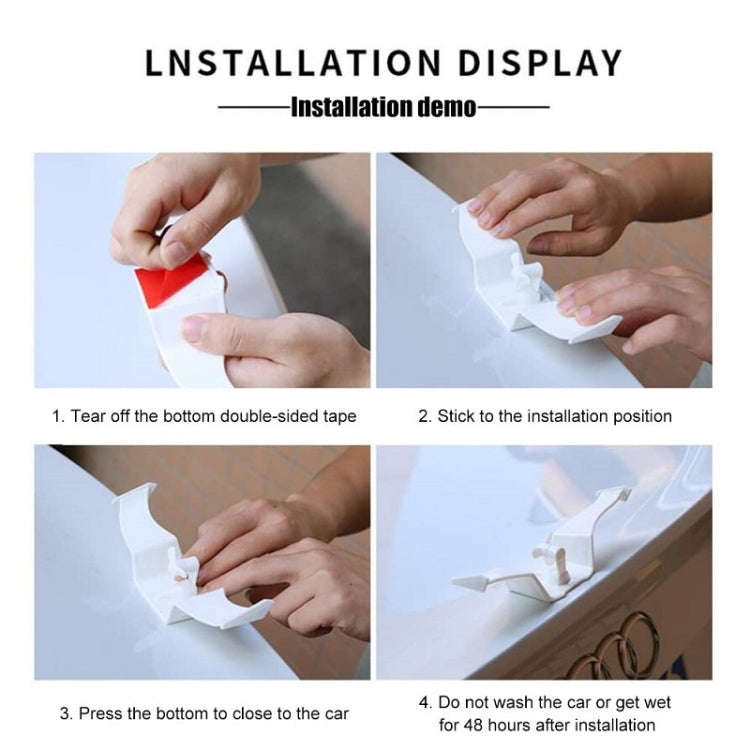 Car Mini Rear Wing Without Punching Decorative Stickers, Black Without Wind Blades, White Without...