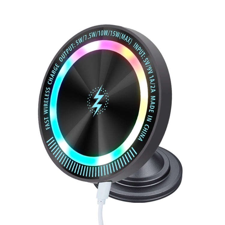 Magsafe 15W Magnetic Colorful Light Wireless Charging Mobile Phone Holder, A9 Air Outlet Dark Gra...