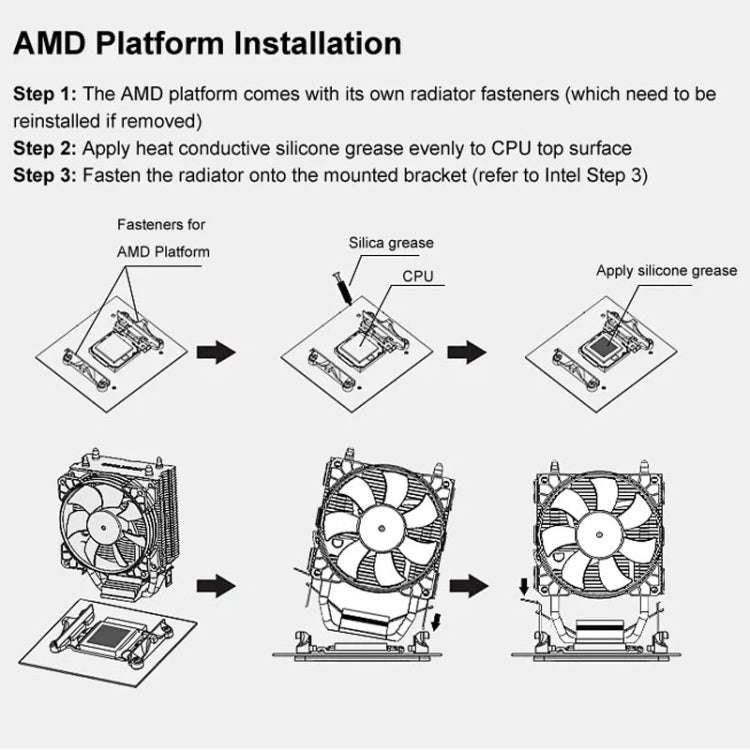 COOLMOON Frost Double Copper Tube CPU Fan Desktop PC Illuminated Silent AMD Air-Cooled Cooler, P2...